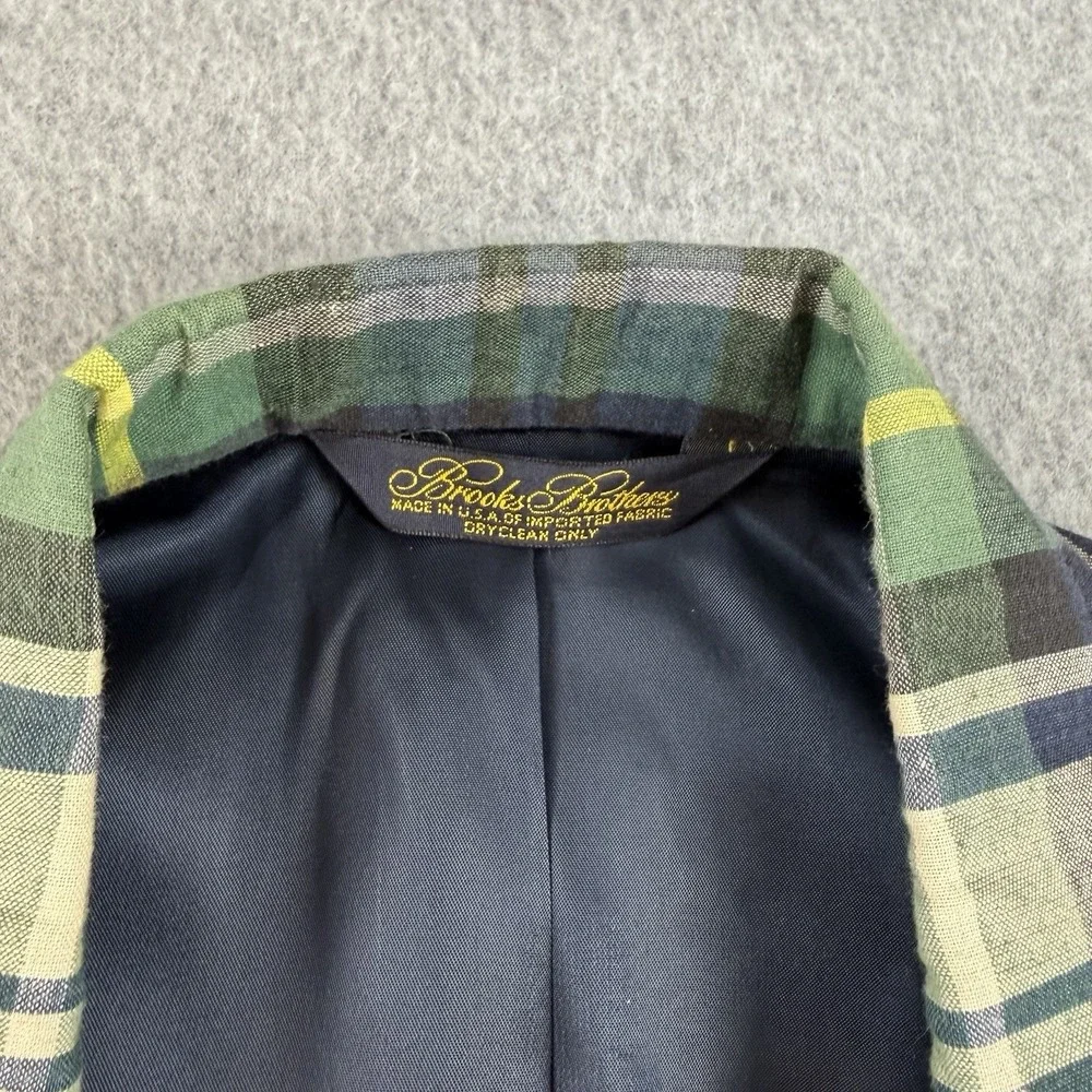 Vintage Brooks Brothers Plaid Sport Coat Blazer USA Preppy Ivy 46R 80s